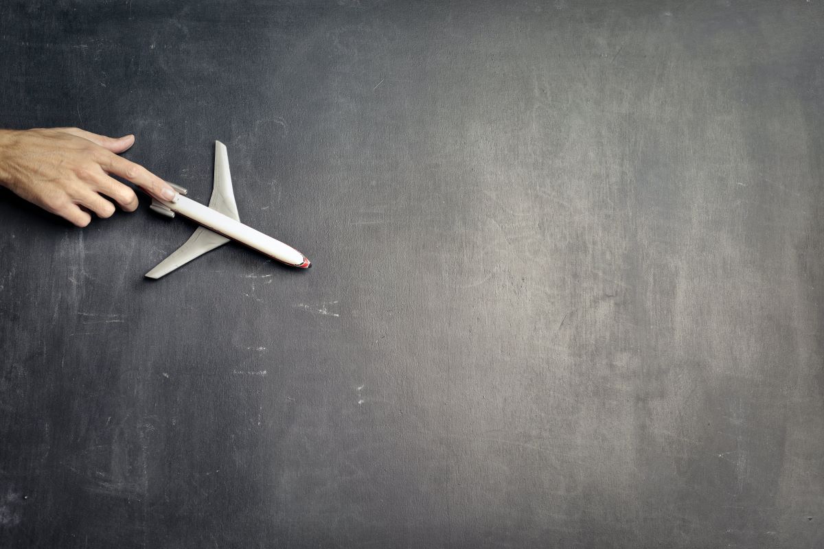 plane on a chalkboard