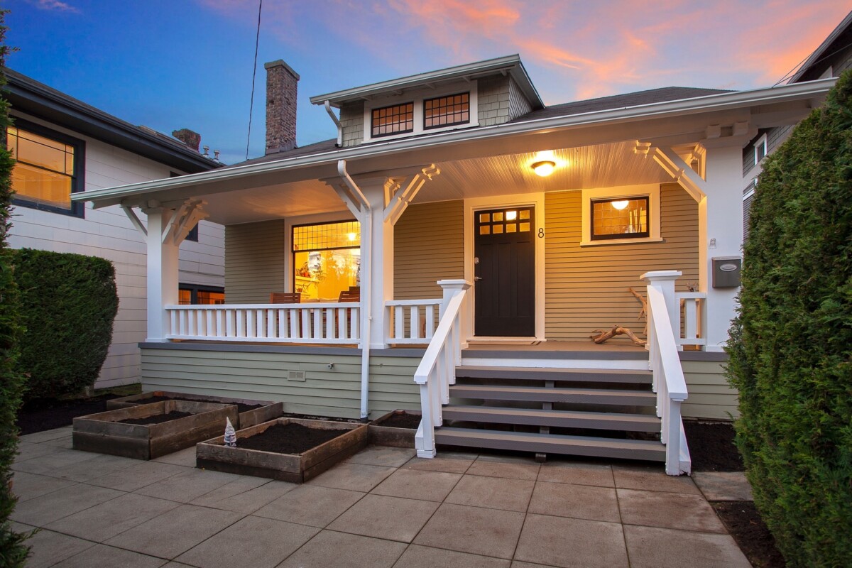 gray and white craftsman home