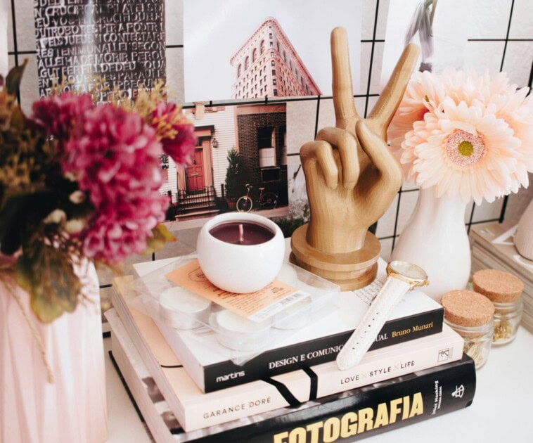 Creatively using books as decorations on a table