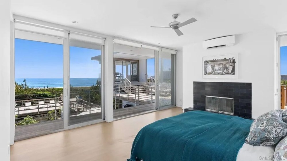 Bedroom of Crest House in Cherry Grove, NY, on sale for $3,995,000