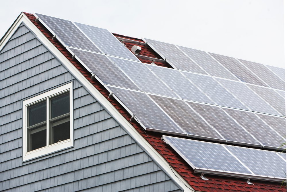 Solar panelled roof, Long Beach, New York, USA