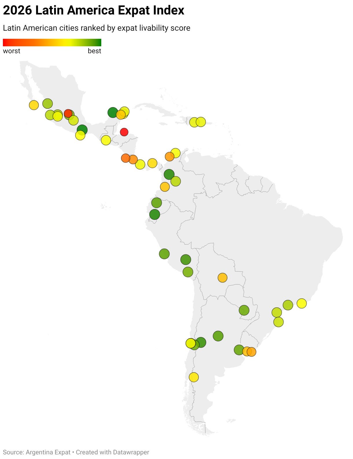 Latin america expat index map