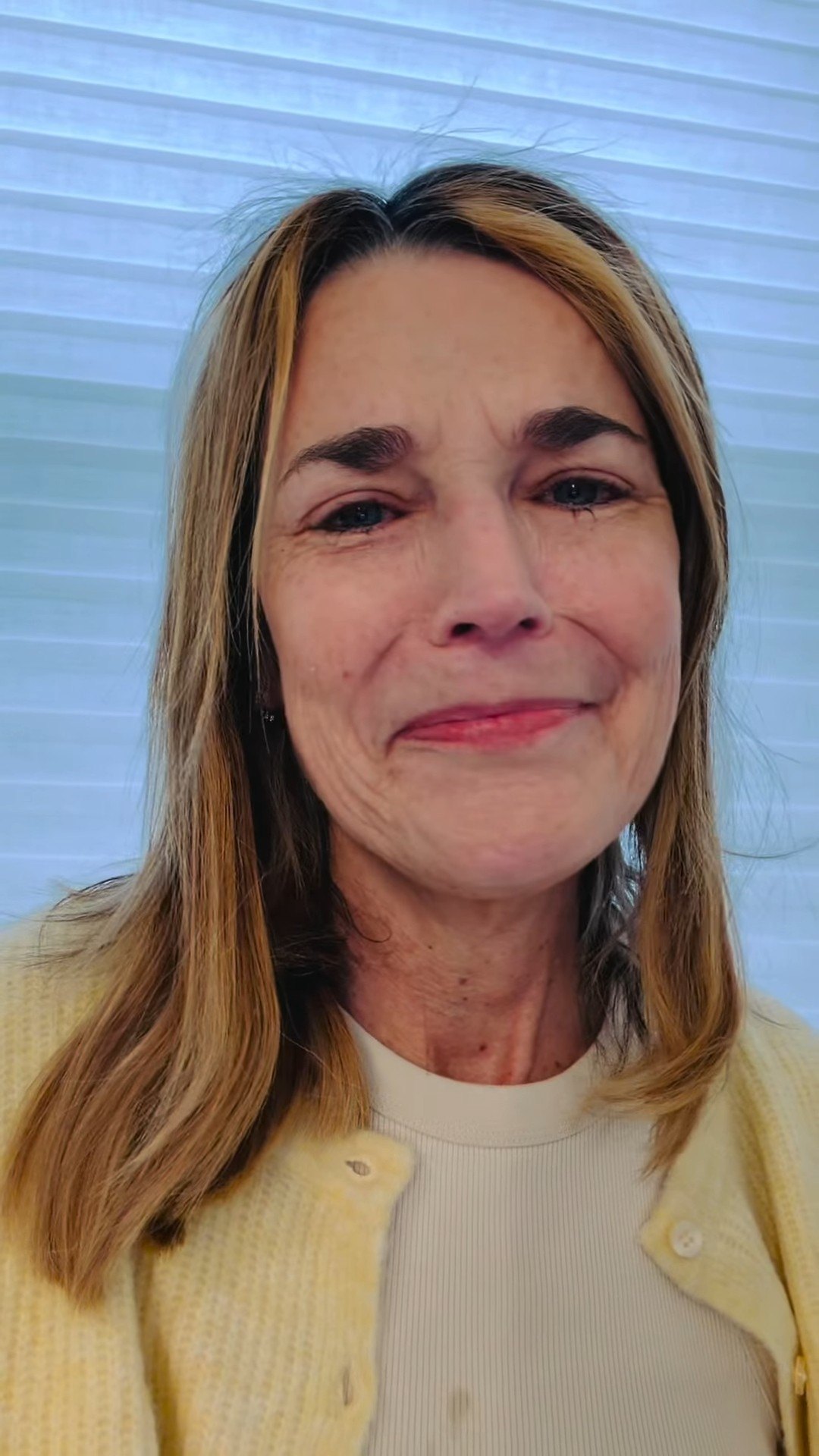 Savannah Guthrie emotional on Instagram talking about her missing mom Nancy Guthrie in a yellow cardigan