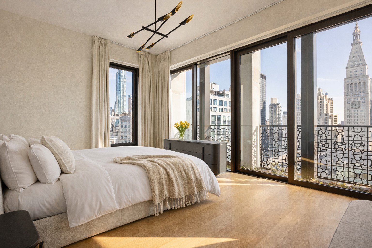 Primary bedroom in Manhattan, NY, on sale for $12,500,000