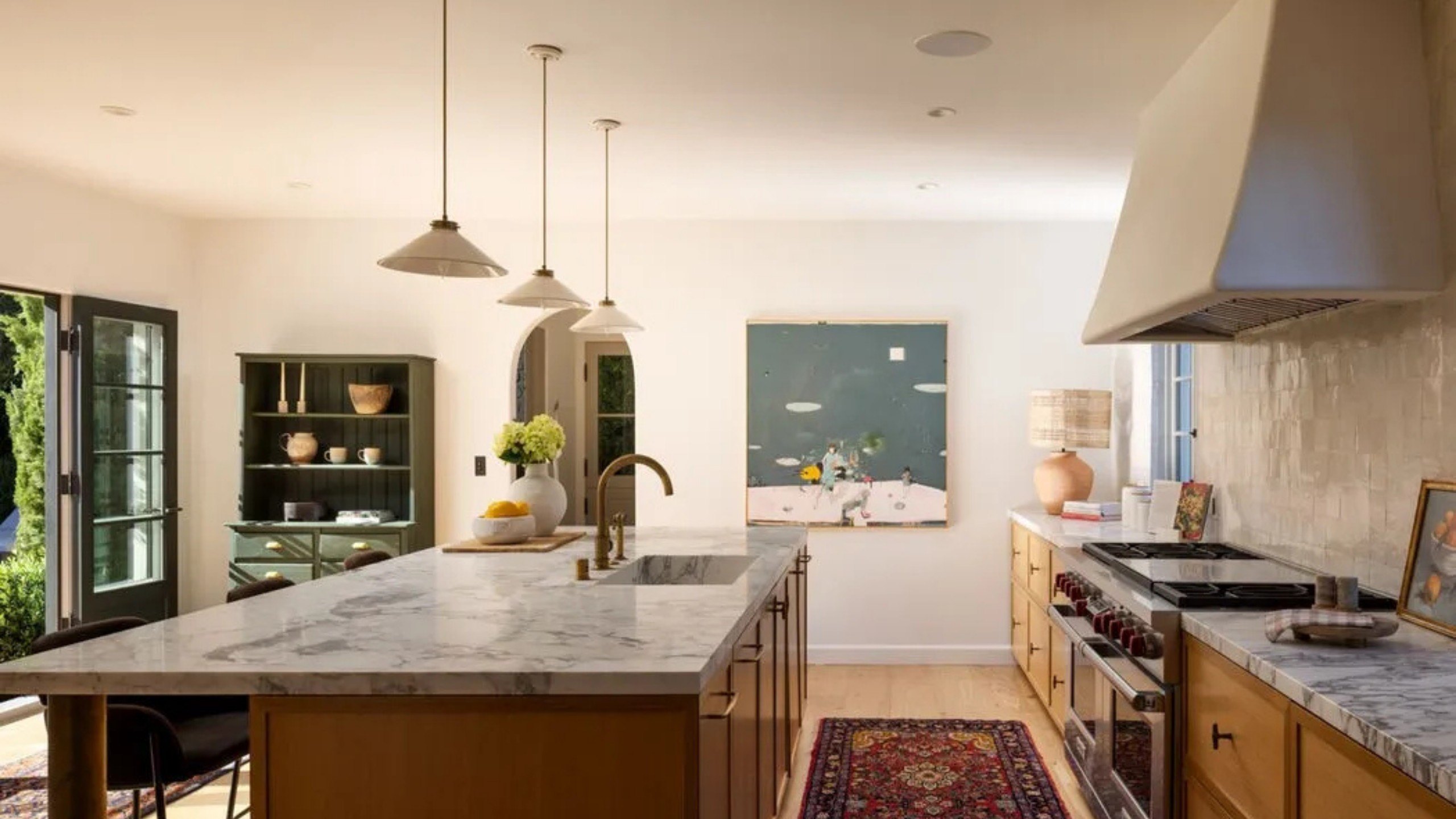 A kitchen with minimal furniture