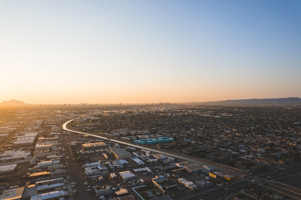 aerial view of cities near scottsdale arizona