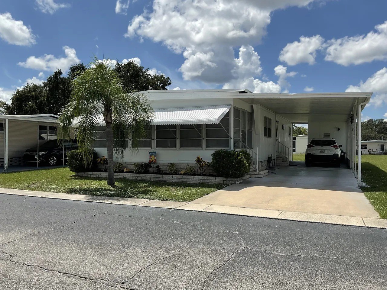 mobile home with blue sky background
