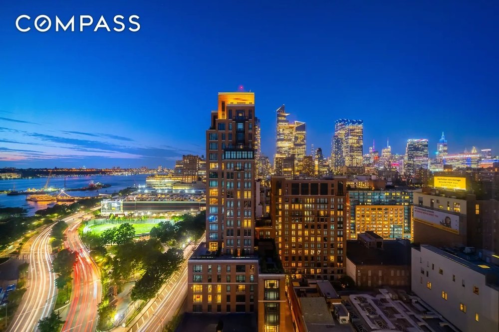 Views at night from a luxury condo in Chelsea Manhattan