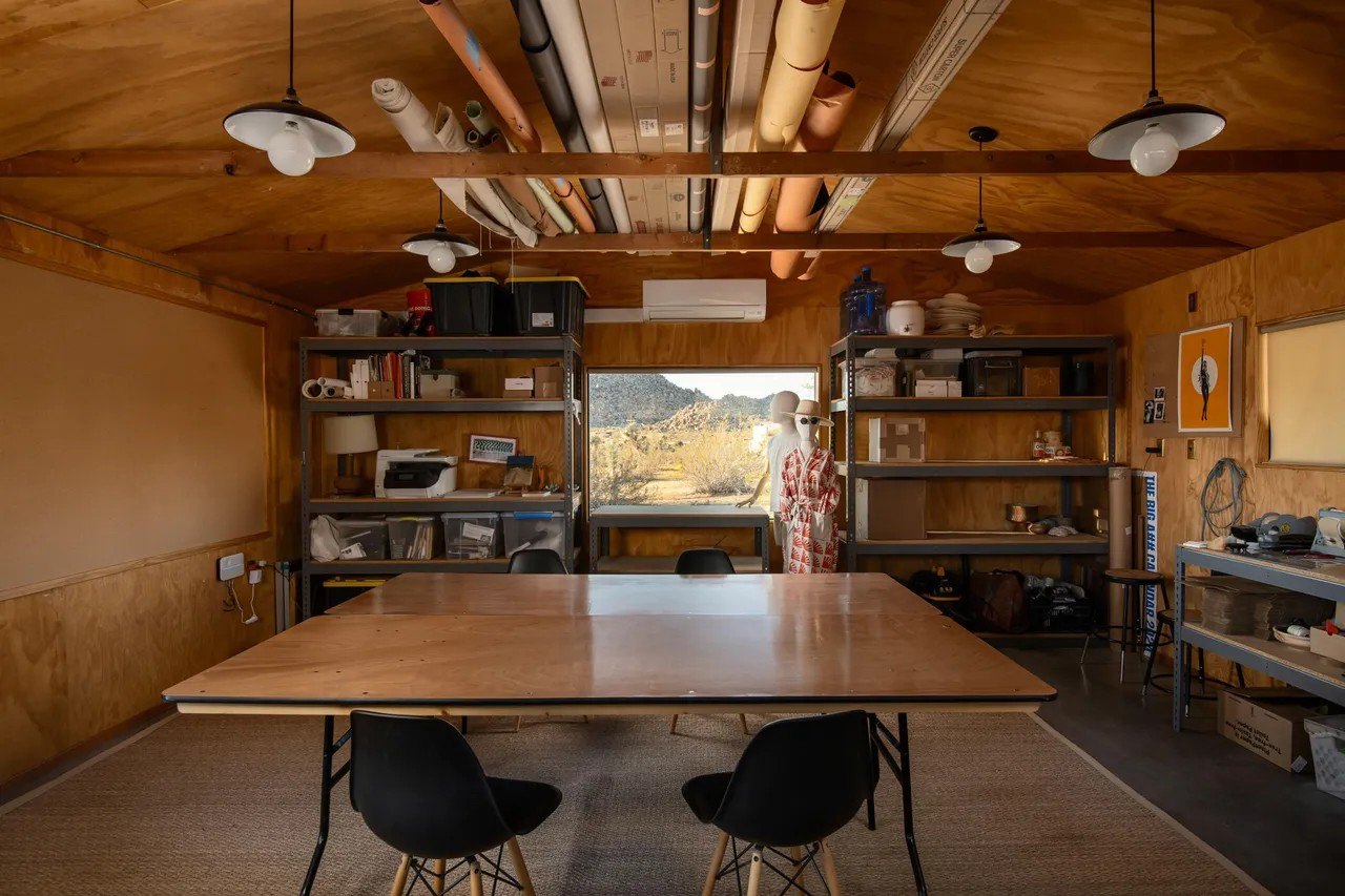 A versatile garage workshop can be used for storage, or studio for desert inspired creations.