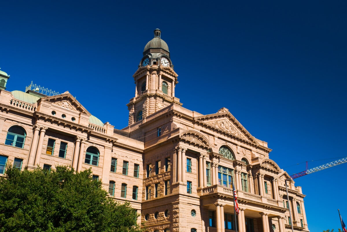 Tarrant County Courthouse against blue sky