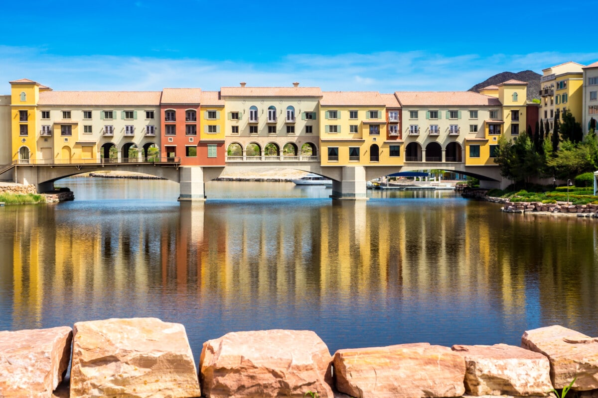 buildings over lake las vegas shutterstock