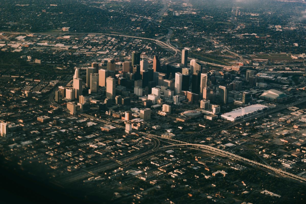 aerial view of houston