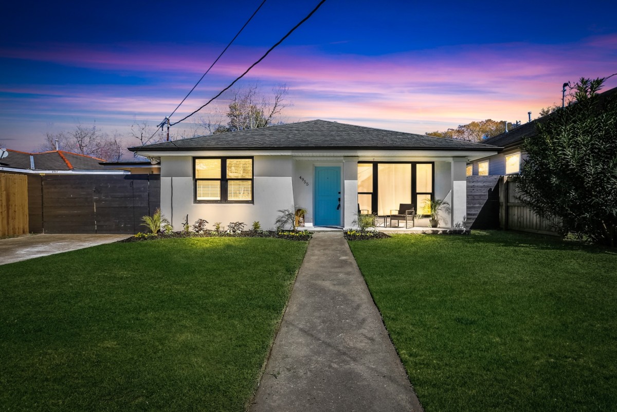 single family home at dusk