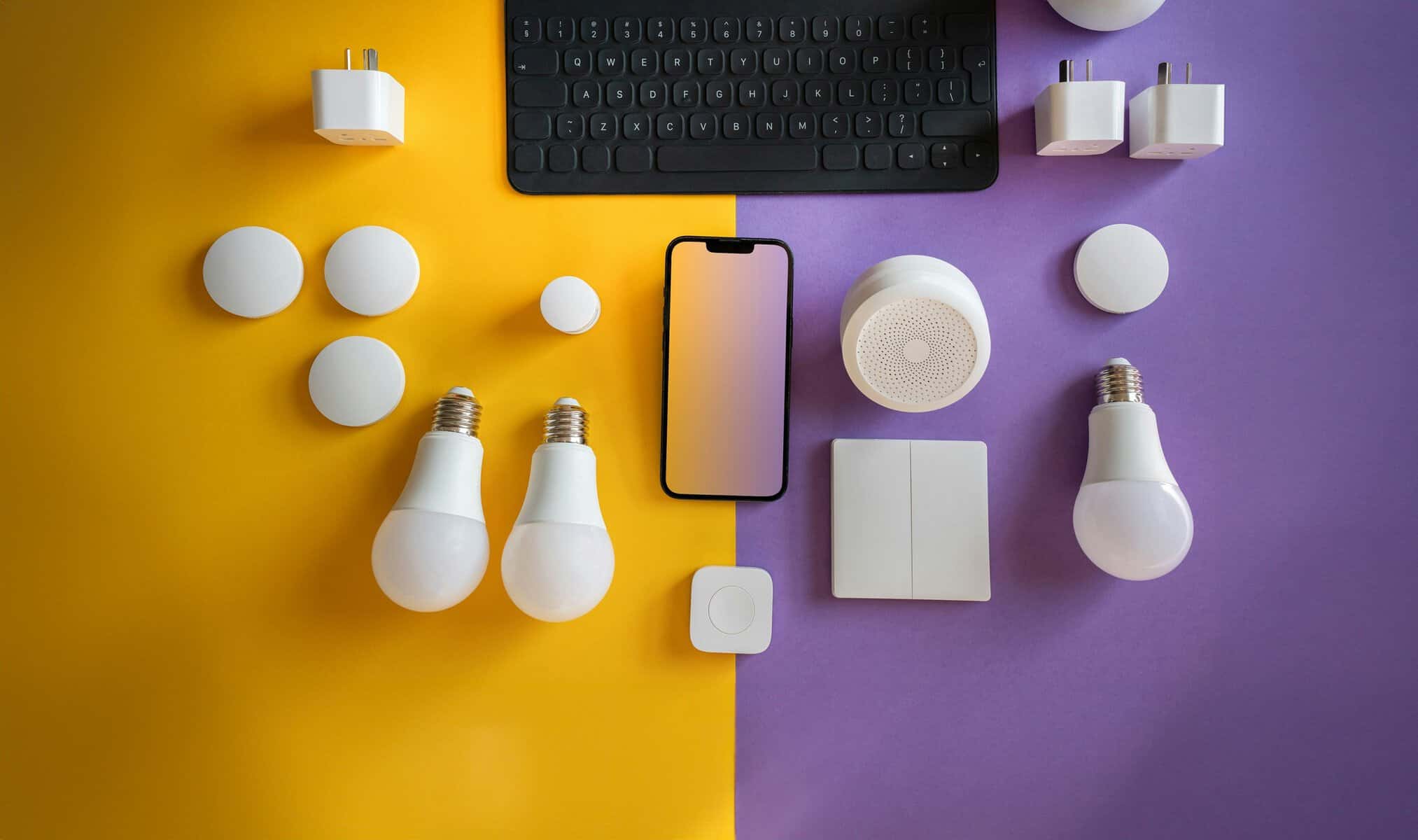 Depiction of smart home devices powered by a phone.
