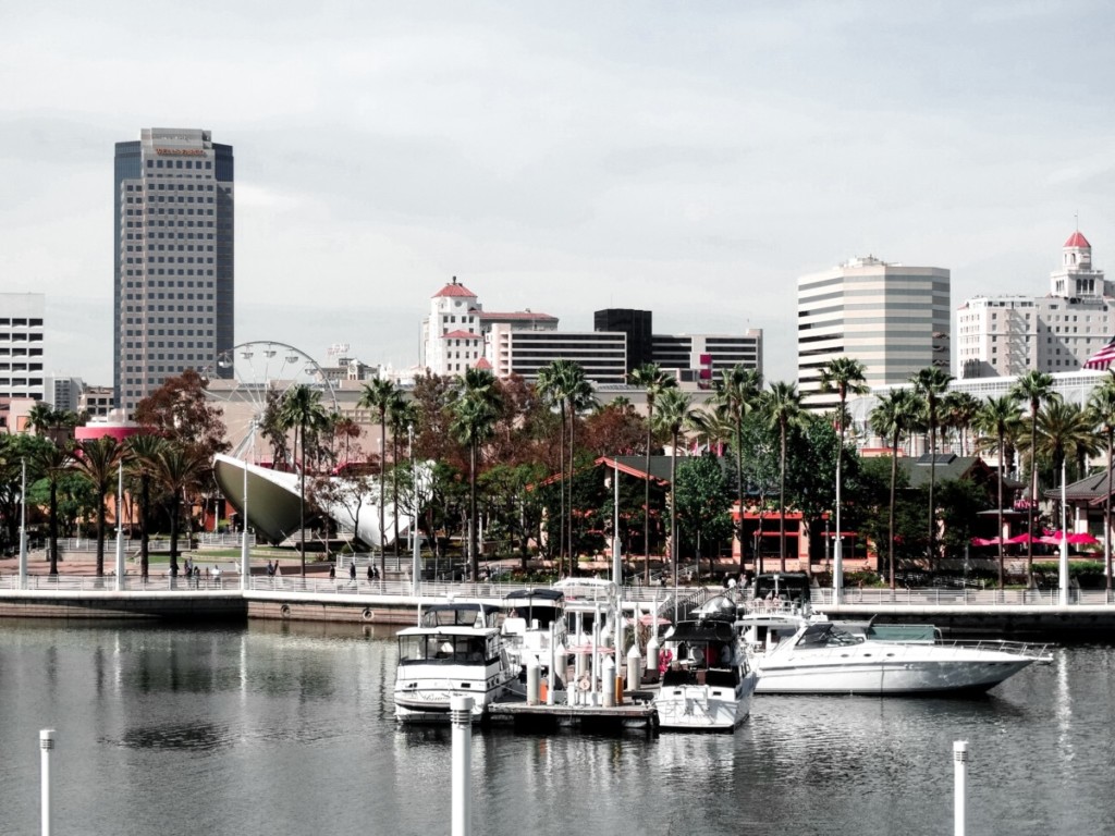 long beach waterfront on cloudy day