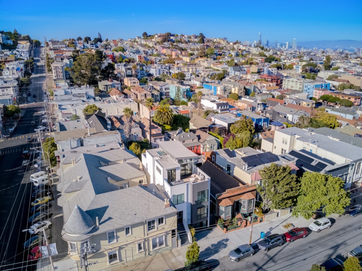 aerial view of noe valley neighborhood in san francisco