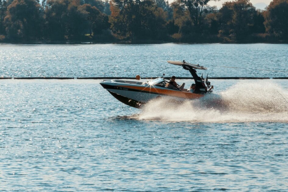 Speed boat on a lake