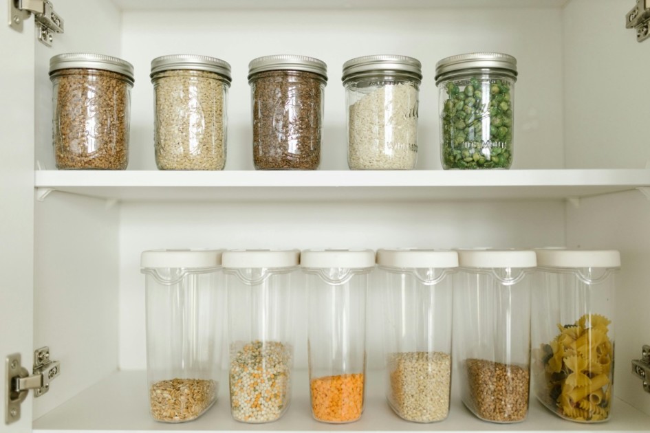 Store food and staples in clear containers