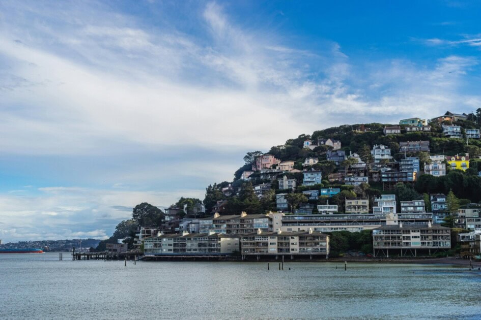 Houses on a hill in Sausalito, California