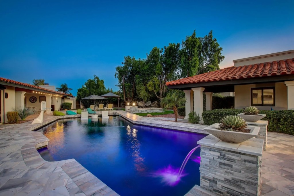 backyard oasis and pool at home in phoenix