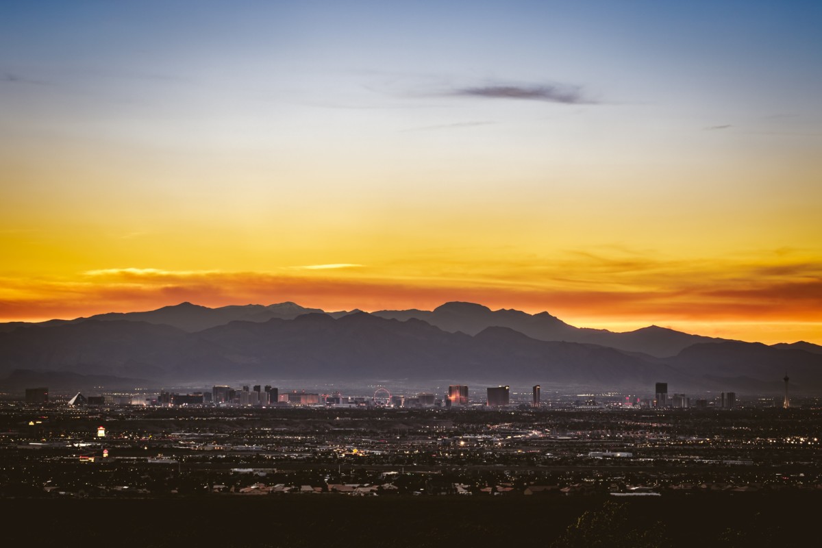 las vegas suburbs at sunset