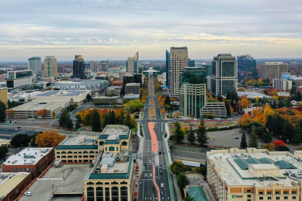 sacramento downtown aerial view