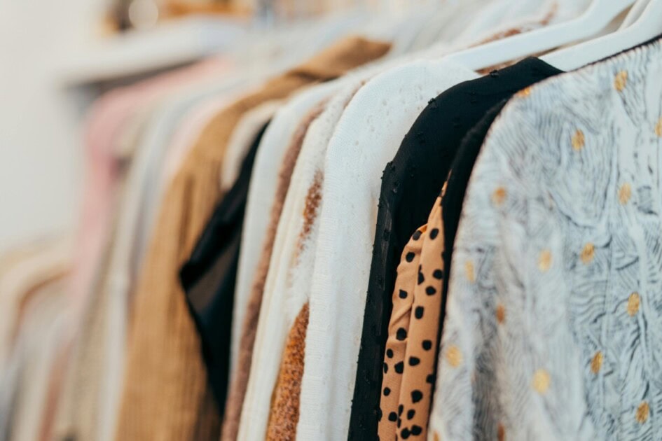 Clothing rack in a boutique