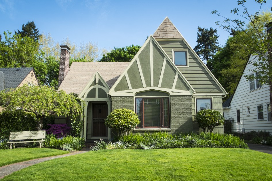 A small green house exterior