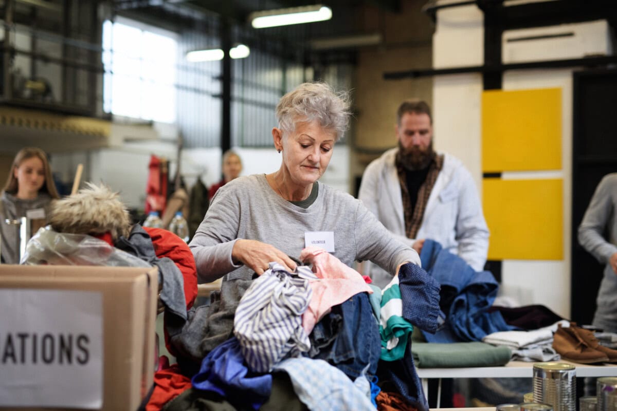 people donating items for a cause