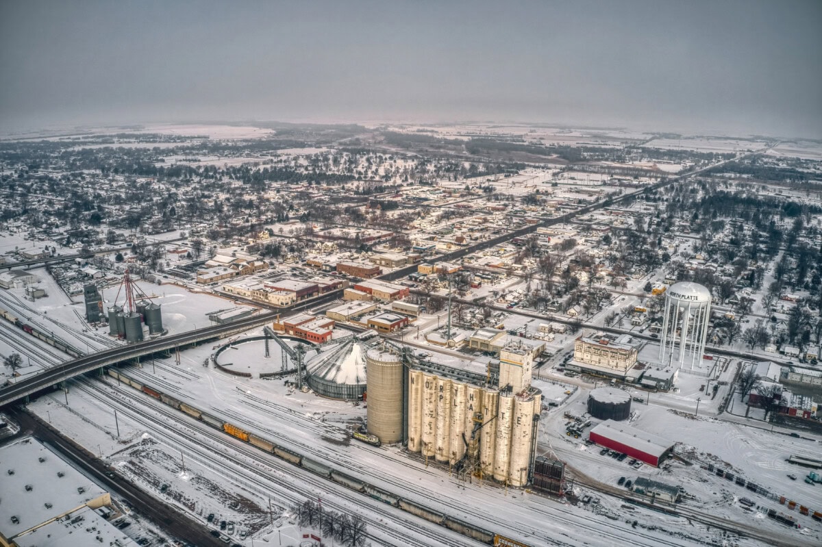 north platte nebraska aerial view snow_shutterstock