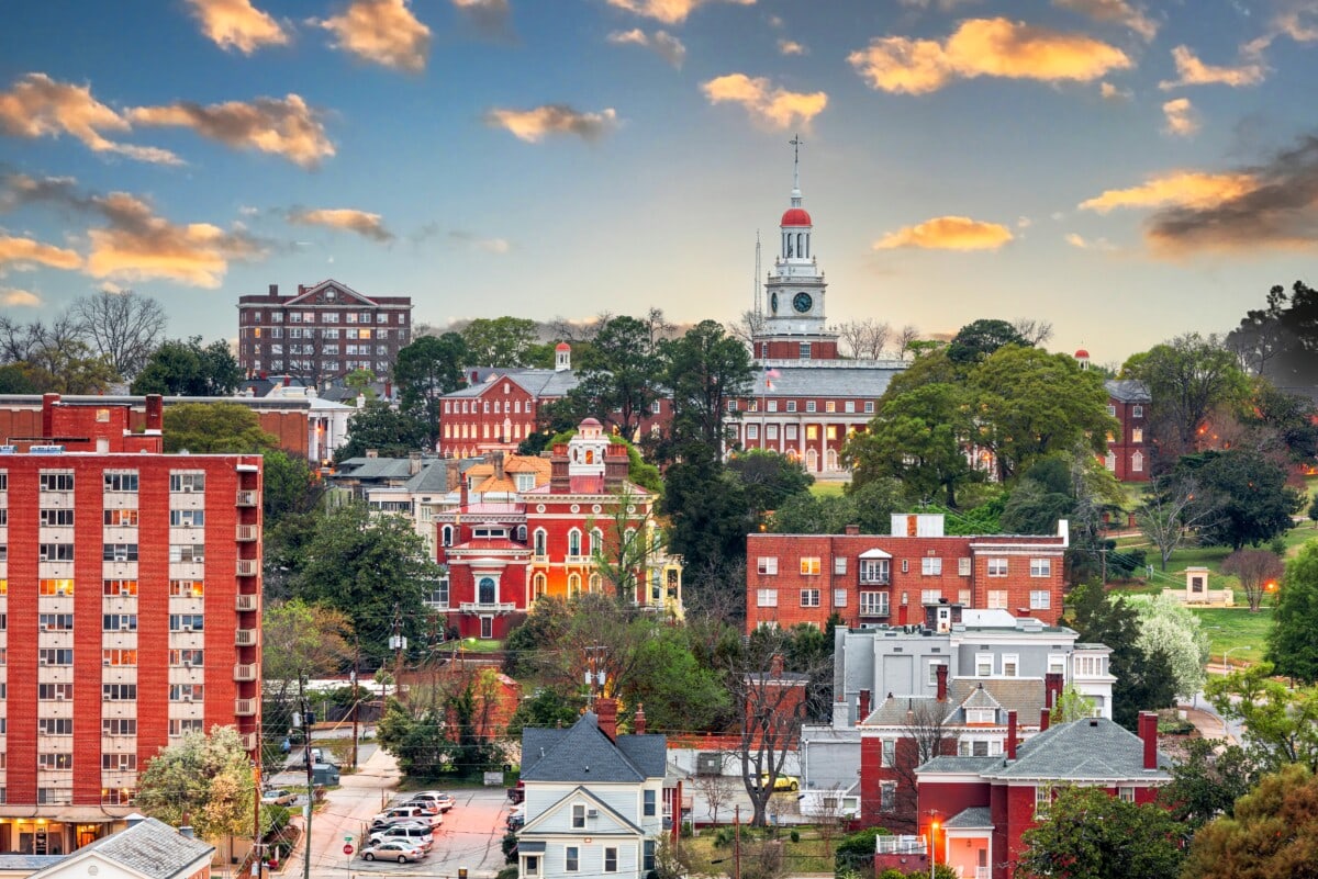 old buildings and trees in macon georgia_ shutterstock