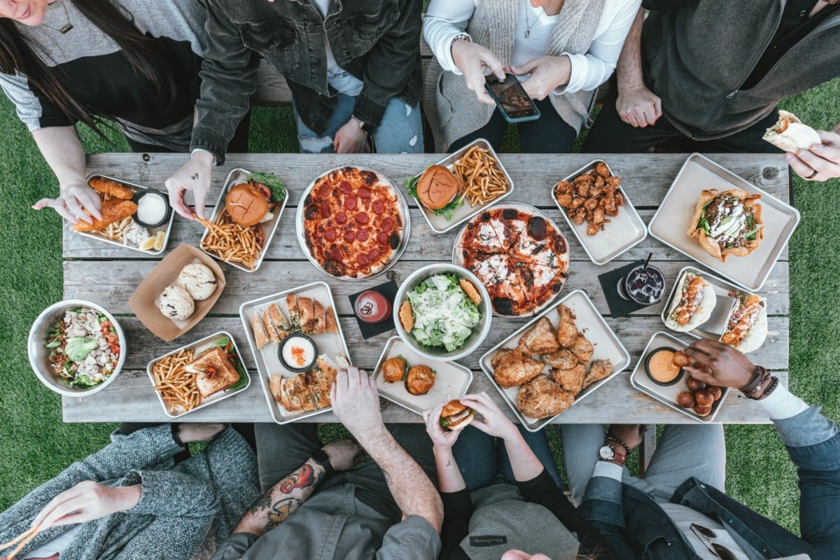 people sitting at a table in