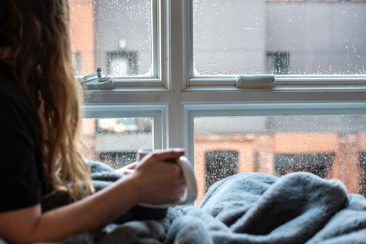 window on a rainy day