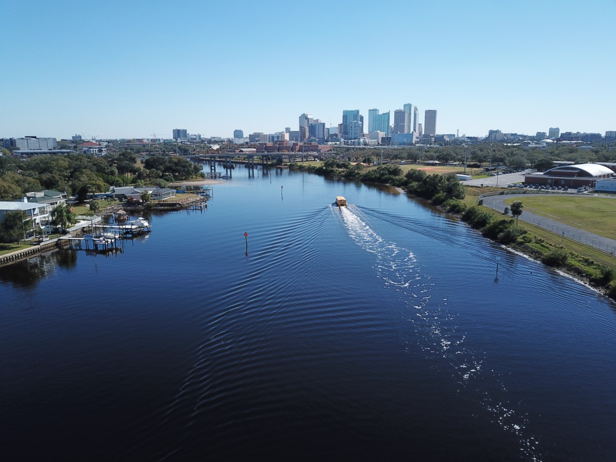 view of downtown tampa from cities near tampa during the day