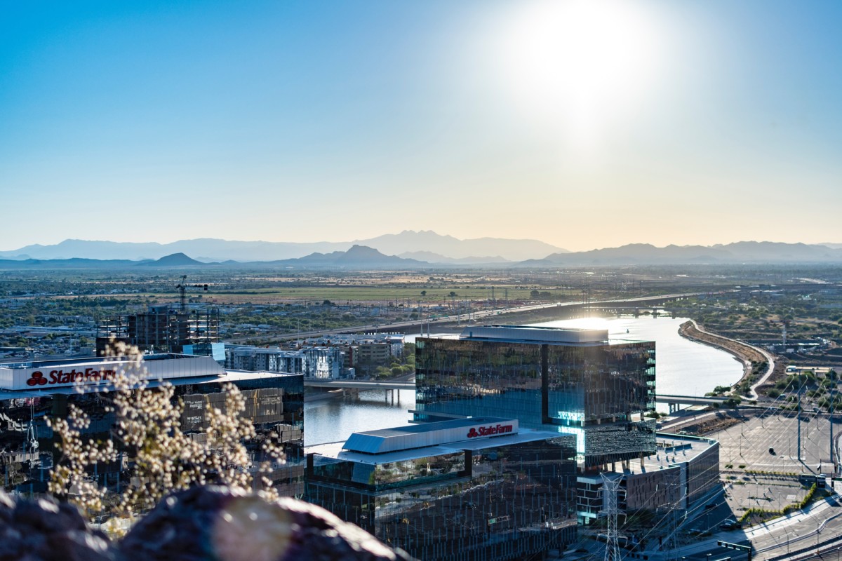 aerial view of tempe arizona and arizona state university