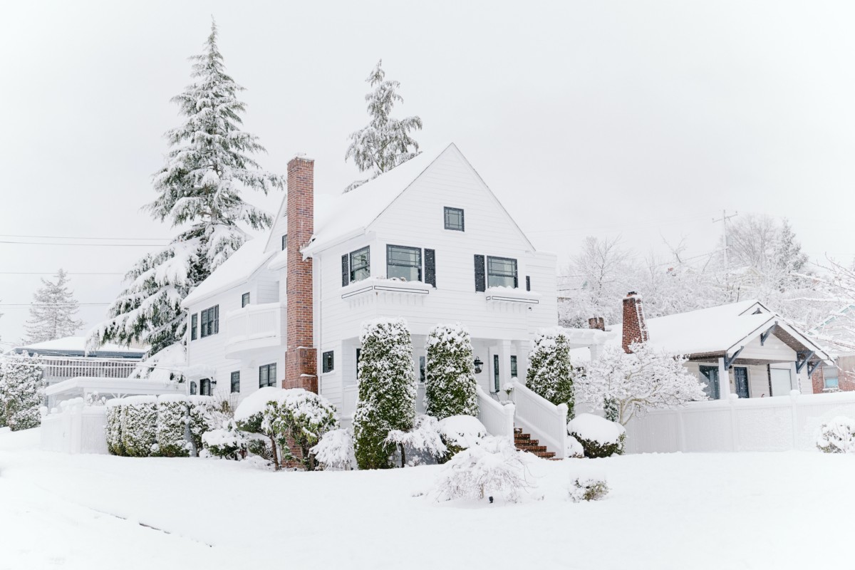 home in a heavy snowstorm