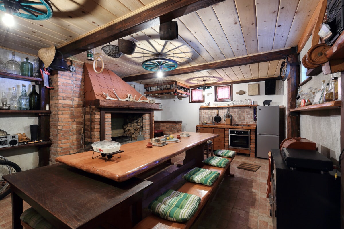 Dining room in underground house