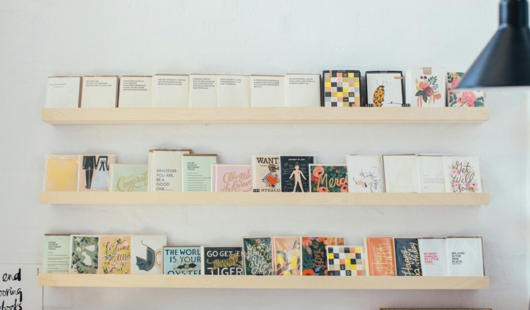 Wall mounted shelves for storing books